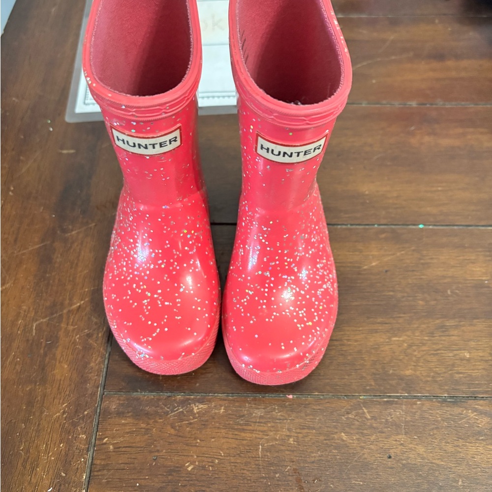 Hunter Kids Sparkly Red Rain Boots